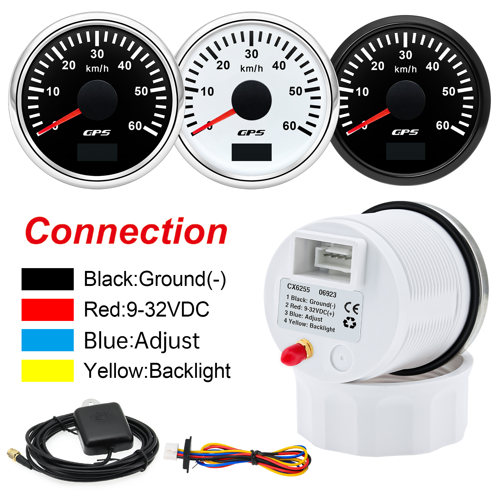 30 km/t 60 km/t 80 km/t 120 km 200 t gps-speedometer med antenne 7- farvet led-hastighedsmåler kilometertæller auto bil båd 12 v 24v brugerdefineret