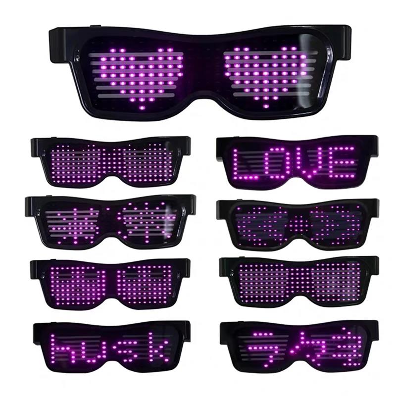 DIY Magic Bluetooth Led Party Glasses APP Control Luminous Glasses USB Charge Edit Multi-lingual Quick Flash LED