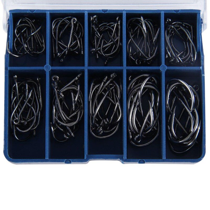 100Pcs/box 10 Sizes Fishing Hooks Set Carbon Steel Fishing Hook Fly Fishing Jip Barbed Carp Hooks Sea Tackle Pet Accessories