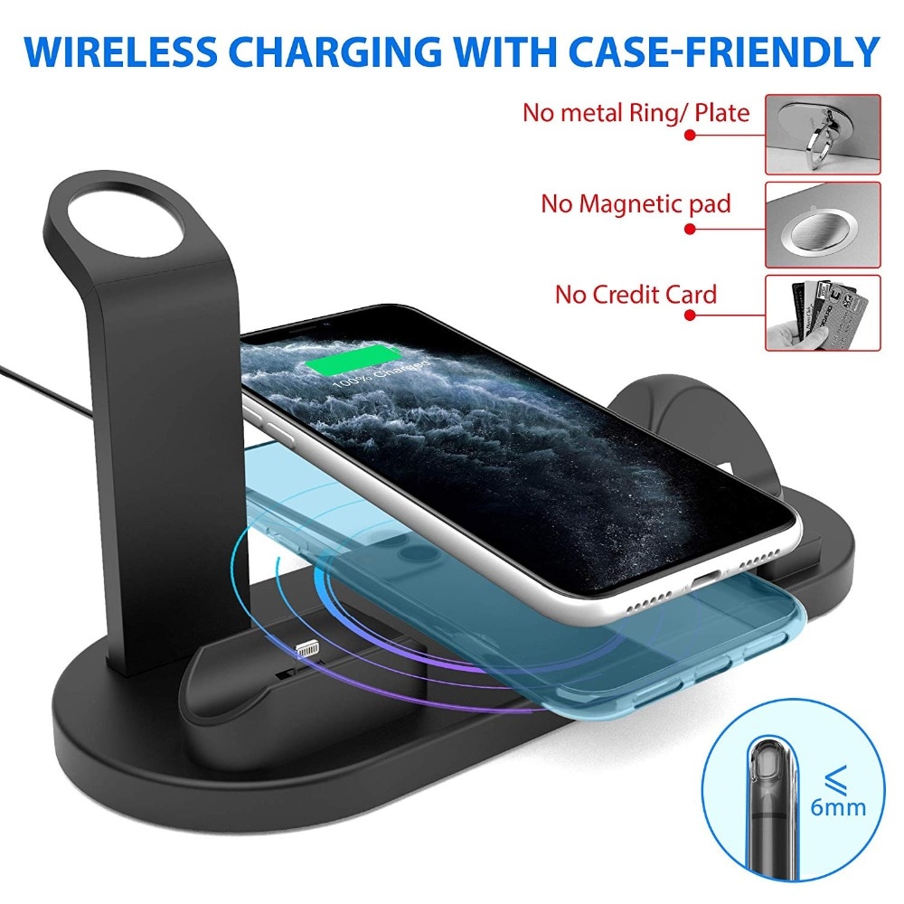 10W Wireless Charger Docking Station Charging Base Stand For iPhone SE 11 Pro X XR XS Max 8 7 6 6S Plus Apple Watch Airpods pro