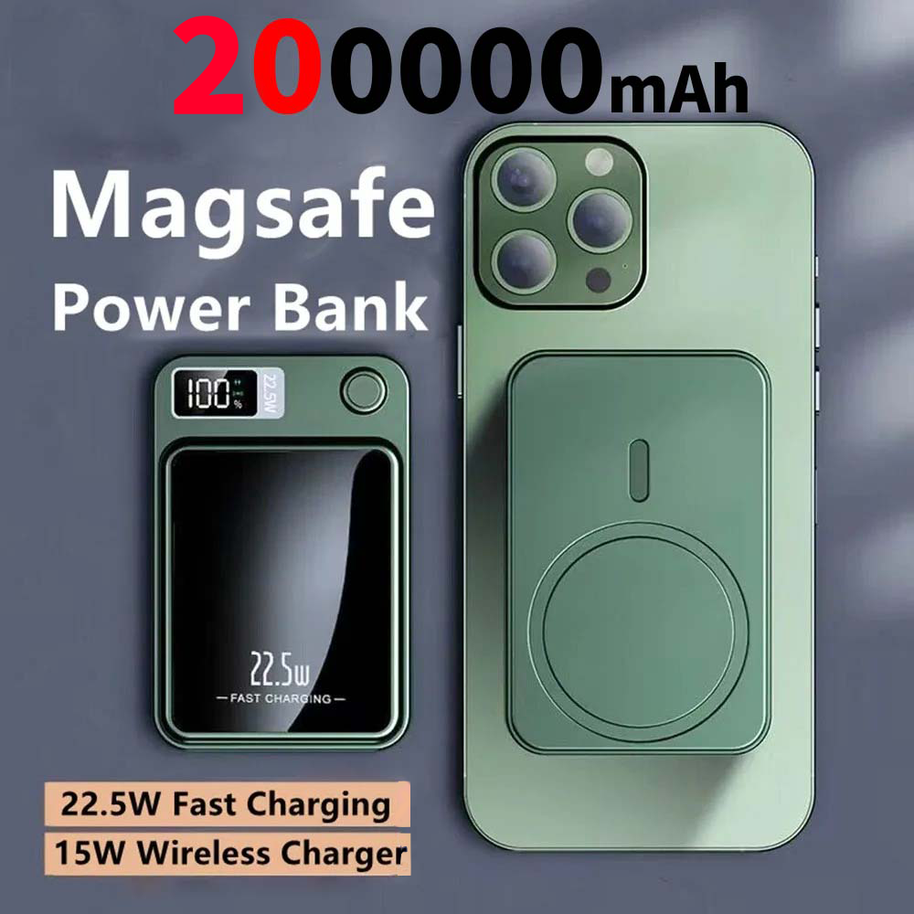 200000mAh ultra-large capacity Fast Charging Xiaomi Magnetic Wireless Power Bank 22.5w Portable Type C Mini Power Bank For Ipho