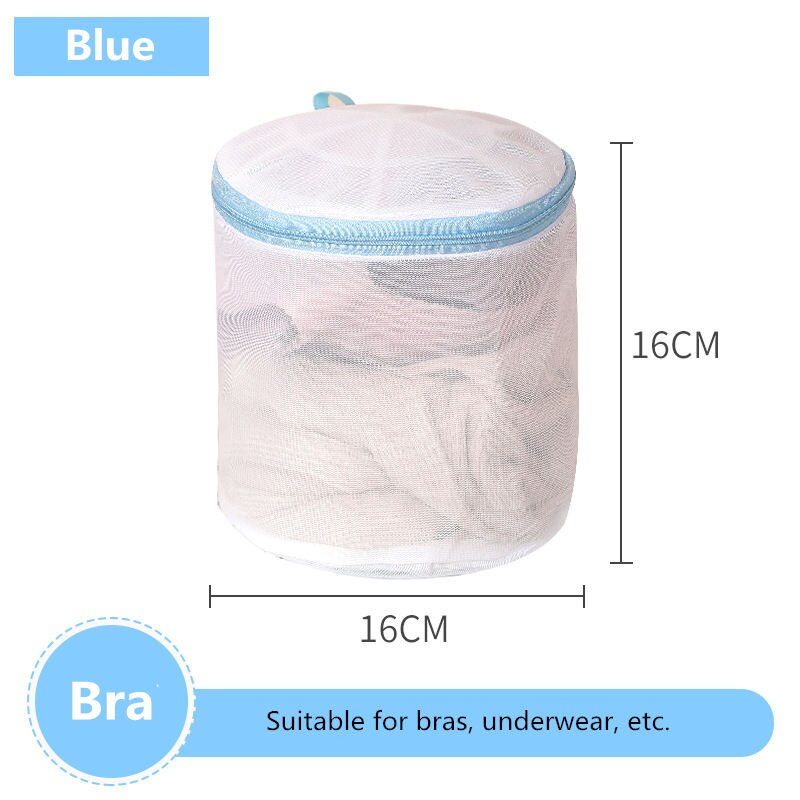 Blue Zipper Mesh Wash Bags Household Washing Machine Bag For Laundry Underwear Bra Socks Dirty Clothes Organizer Laundry Baskets: Bra bag 16-16cm
