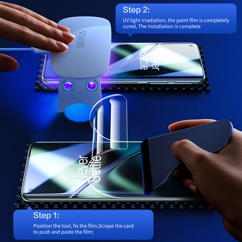 SmartDevil – protecteur d'écran UV à colle complète, Film quantique à couverture complète pour Oneplus 13 12 11 10 Pro, anti-empreintes digitales