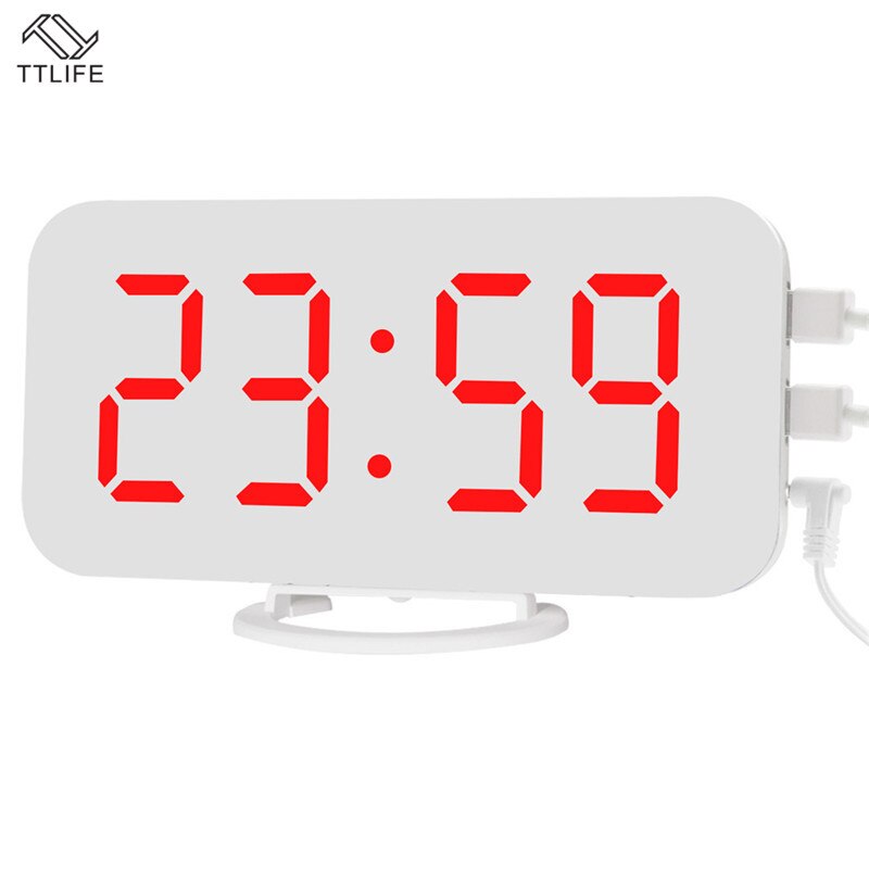 Electric Digital Alarm Clock Mirror LED Display Voice Control Multifunction Snooze Digital Table/Desk Clocks Words USB Charge: 8
