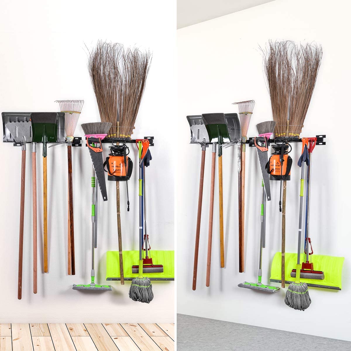 Tool Storage Rack, Storage Racks Organizer Tool Organizer For Home & Garage Wall Mount With 6 Removable Hooks, 2 Pack