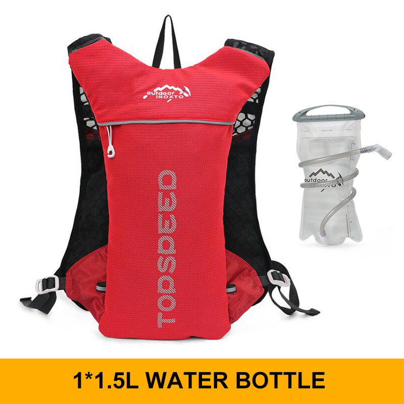 Trailrunning-Ultraleichter 5L Rucksack, Lauf-Hydrationsweste, Marathon-, Fahrrad 1,5L 2L Wasserbeutel: rot FARBE