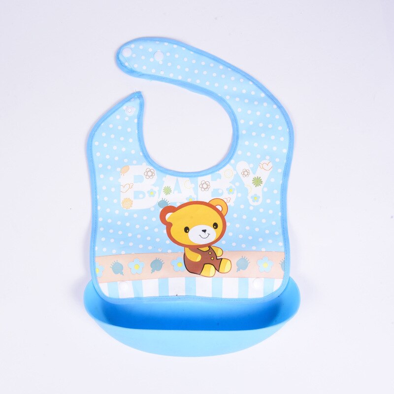 Cartoon Bib, Baby Eten Afneembare Rijst Zak, Kinderen Wegwerp Waterdicht En Vuil-Proof Siliconen Bib, speeksel Pocket: Blue bear