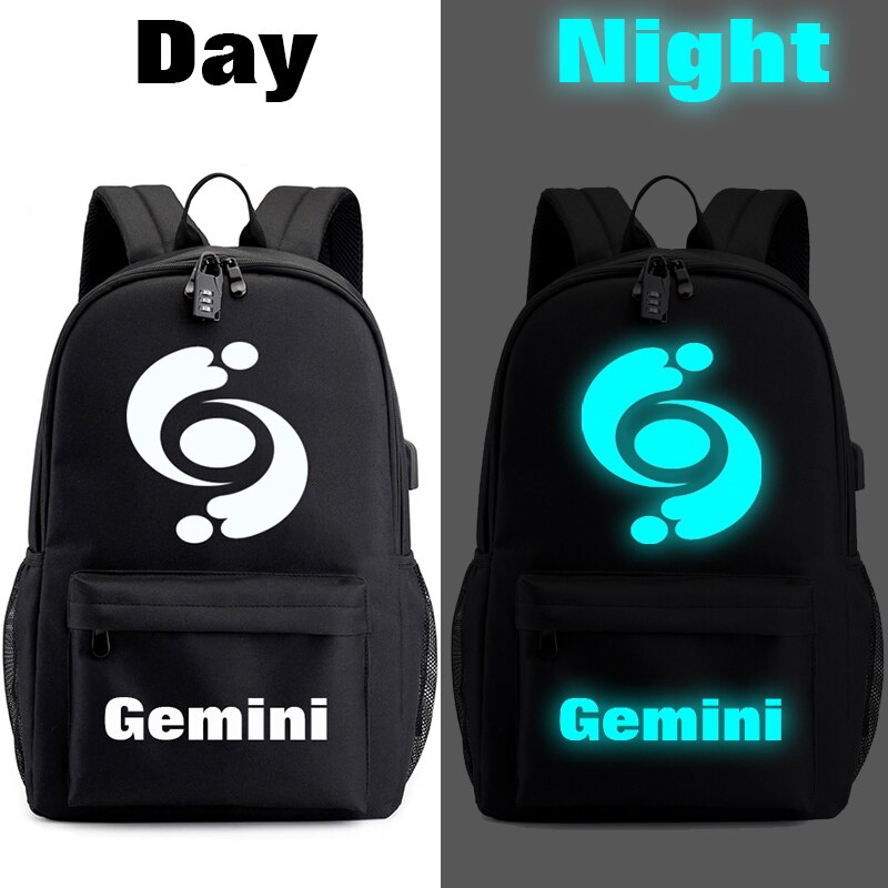 BPZMD Luminous 12 Zodiac Sign Canvas Schoolbag Constellation Horoscope for Boys and Girls Backpack: Gemini