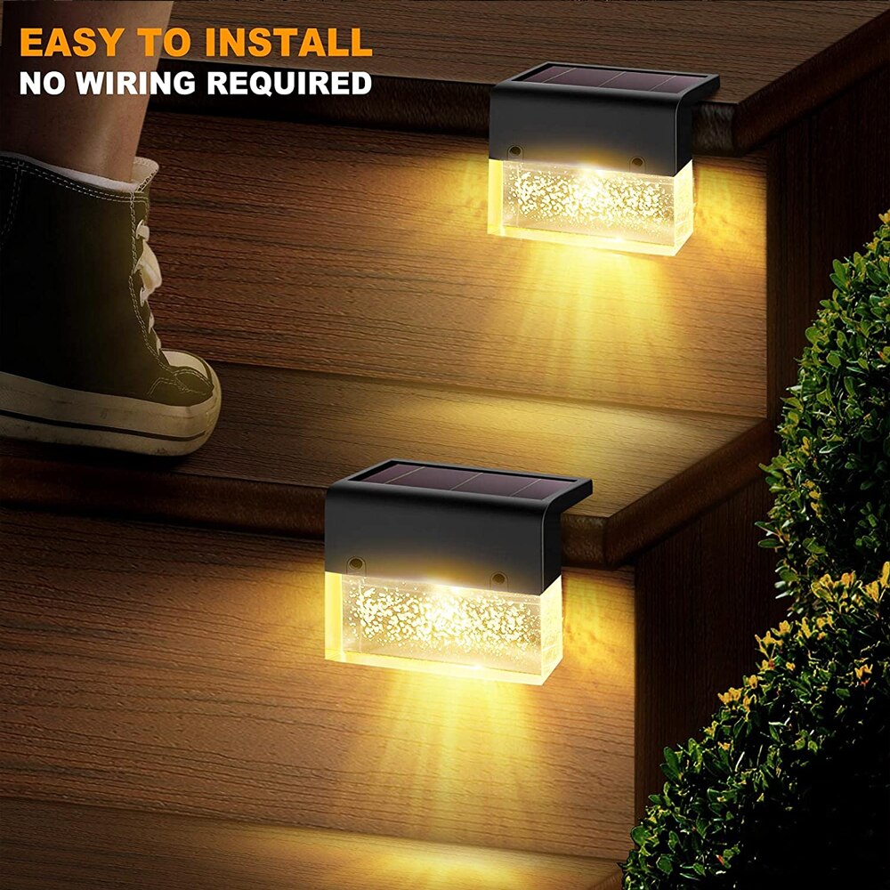 LED Solar Light Deck Light Outdoor Waterproof LED Fence Light for Steps, Courtyards, Railings, Walls, Warm White/color Change