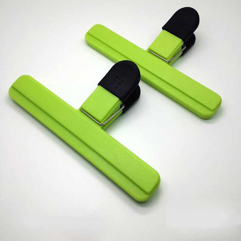 Plastic food sealed bag fresh food clip keep moisture-proof closed clip file binding clip kitchen tool universal seal clip: Big green 2PCS