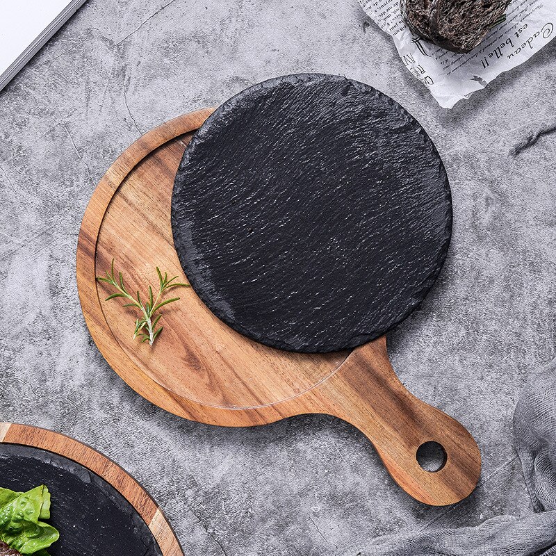 Kinglang acaciahouten pizzaplaat, westerse sushi steakplaat, restauranttaartdisplay