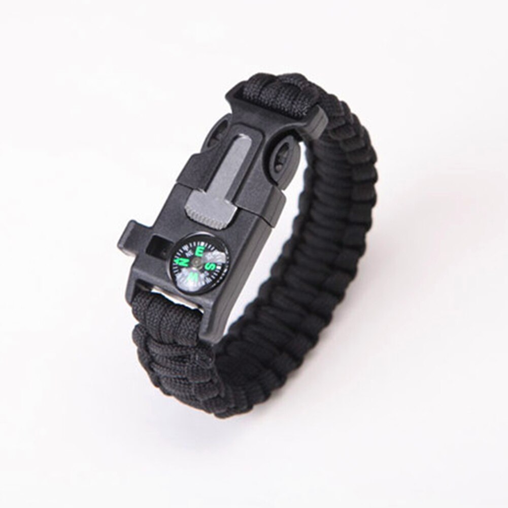 High-Jump Functional Emergency Paracord Bracelet Outdoor Survival Parachute Tool Scraper Whistle Buckle Paracord Wristband: Black