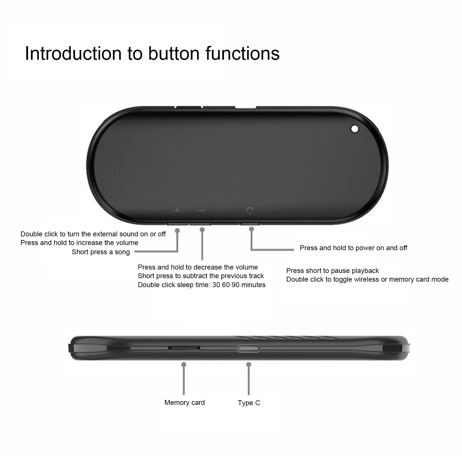 Kussenspeaker, multifunctionele stereospeaker met diepe bas, mini bluetooth-speaker voor tijdens het slapen.