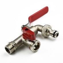 1x Brass Tap Valve Faucet Double Outlet Garden Outdoor Tap Valve Faucet 1/2inch BSP For Hozelock Tool Part