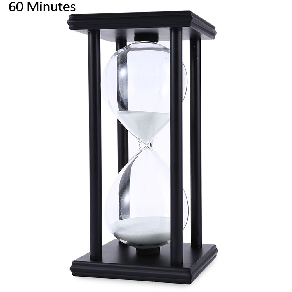 30/60 Minutes Hourglass Sand Timer Kitchen School Modern Wooden Hour Glass Sandglass Sand Clock Tea Timers Home Decoration: BLACK WHITE / 30mins