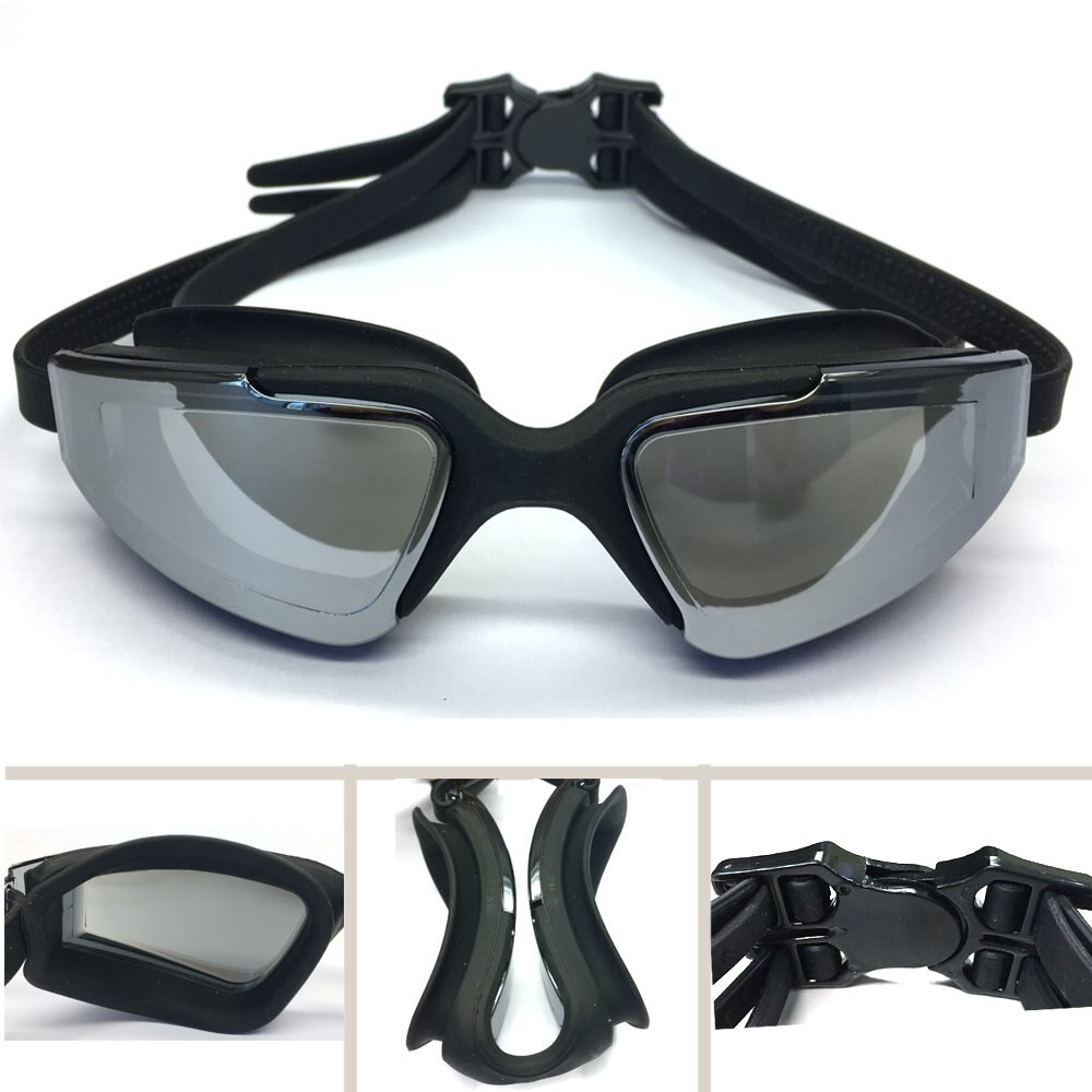 Lunettes de natation pour adultes, hommes, femmes, jeunes, Protection UV, étanche, Anti-buée, pour piscine: Black