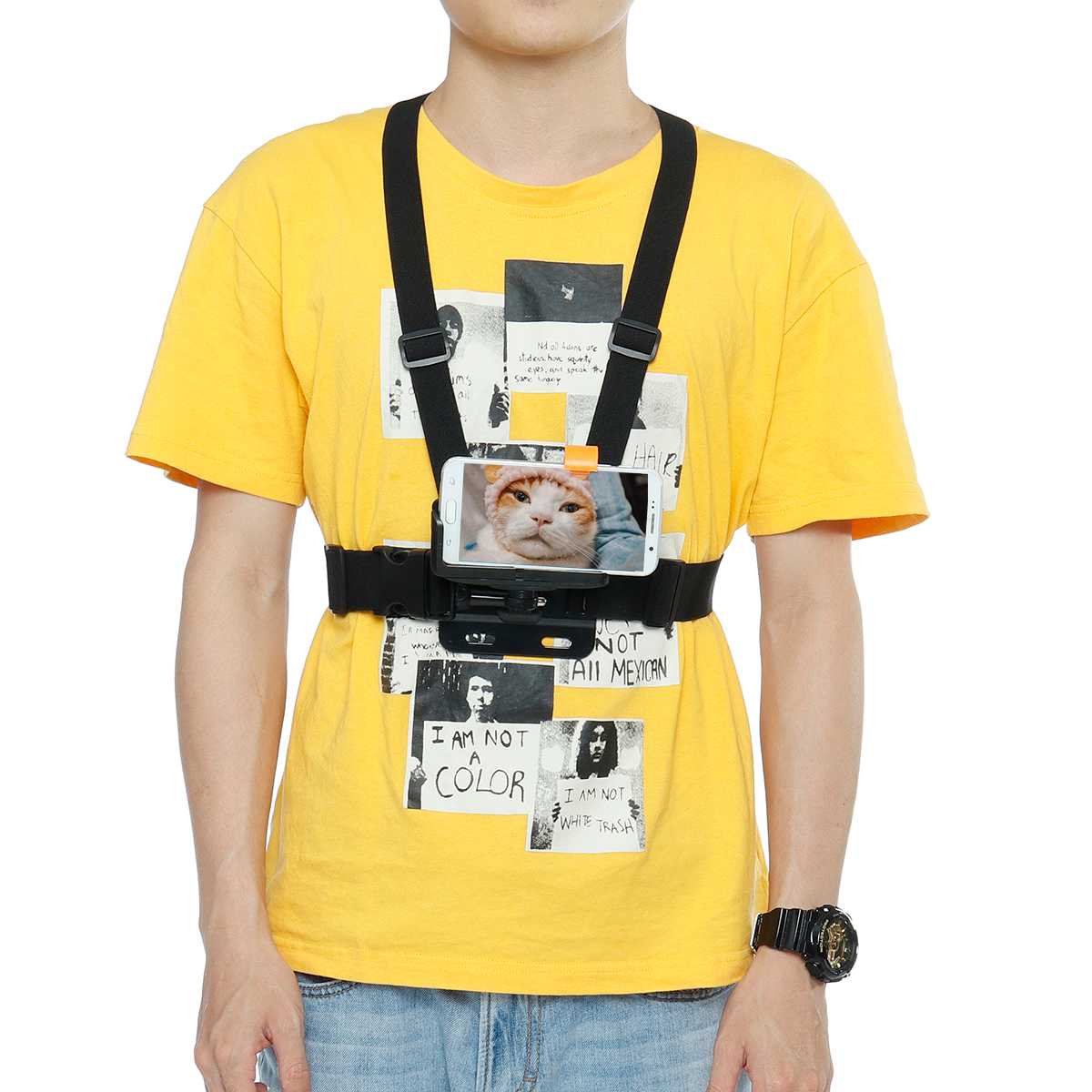 Universal Phone Strap Holder Chest Mount Harness/ Headband Belt/ Backpack Clip Clamp Phone Bracket for Climbing