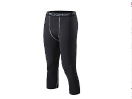 Four seasons outdoor fitness running tight Capris men's basketball football sports fast dry close fitting Leggings for men: Black / S