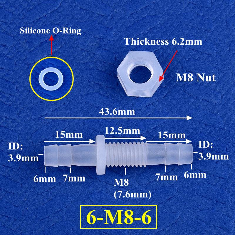 5 ~ 200 pz M6 ~ M10 a 3 ~ 8mm PP pagoda connettore diretto dado o-squillare in silicone giardino irrigazione acquario serbatoio pompa aria giunto tubo: Blu / 1 ''