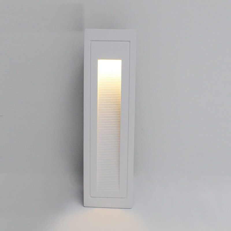 Waterproof Outdoor Embedded LED Stair Lights Rectangle Recessed Buried Step Lamps IP65 Wall Mounted Spotlights Corridor 85-265V: Stand White body / Cold white