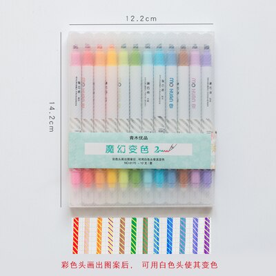 2 Head Pen Pen Highlighter Cover Drawing Change Color Cute Pen Student Diy Christmas Card Stationery School Supply