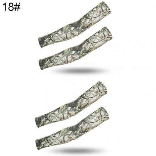 2 Pairs Zomer Arm Mouwen Camouflage Patroon Arm Warmers Mouwen Elastische Uv Zon Bescherming Lange Vingerloze Handschoenen Arm Mouwen: 18