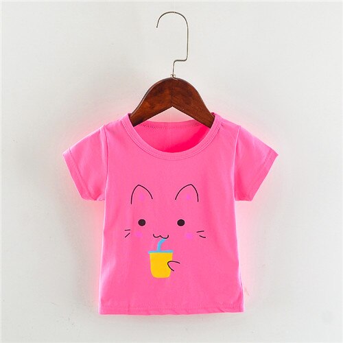 Baby Meisje Zomer t shirts Katoen Cartoon Baby Meisje Tops Sport Kleding voor Kinderen Meisje Korte Mouw t-shirt Kleding voor 0to2Years: Rood / 18m