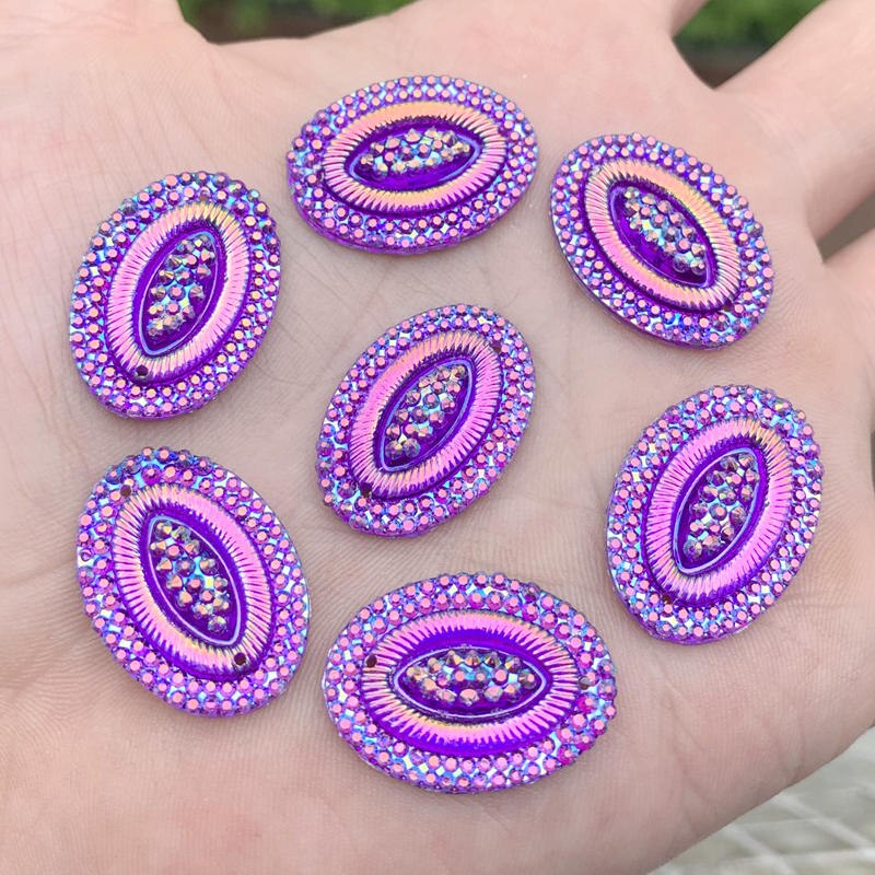 20 Uds. De diamantes de imitación de resina Ovalada para manualidades, accesorios de joyería, 18x25mm, AB, HE45: E451