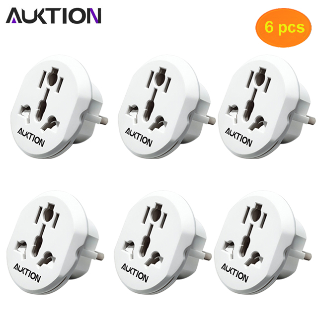 AUKTION Universal European Adapter 16A 250V AC Travel Charger Wall Power Plug Socket Converter Adapter for Home Office: 6 pcs white