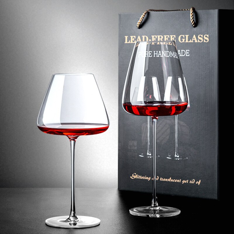 Obra de arte nivel de colección 500-600Ml copa de vino tinto hecha a mano cristal ultrafino Burdeos copa de Arte de degustación de vientre grande