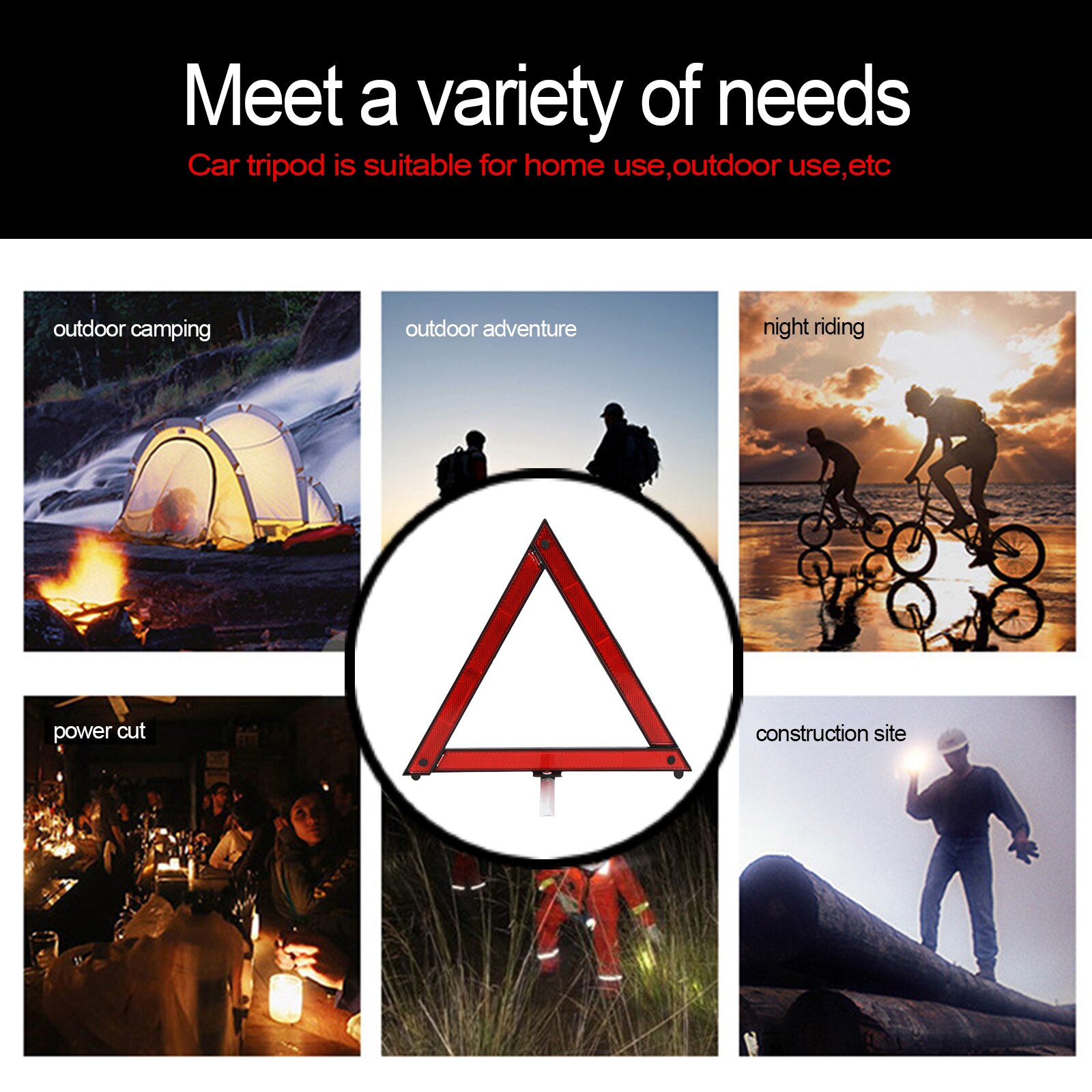 Reflector de señal de parada plegable para coche, triangular de advertencia de averías de emergencia, reflectante rojo, trípode de seguridad para coche