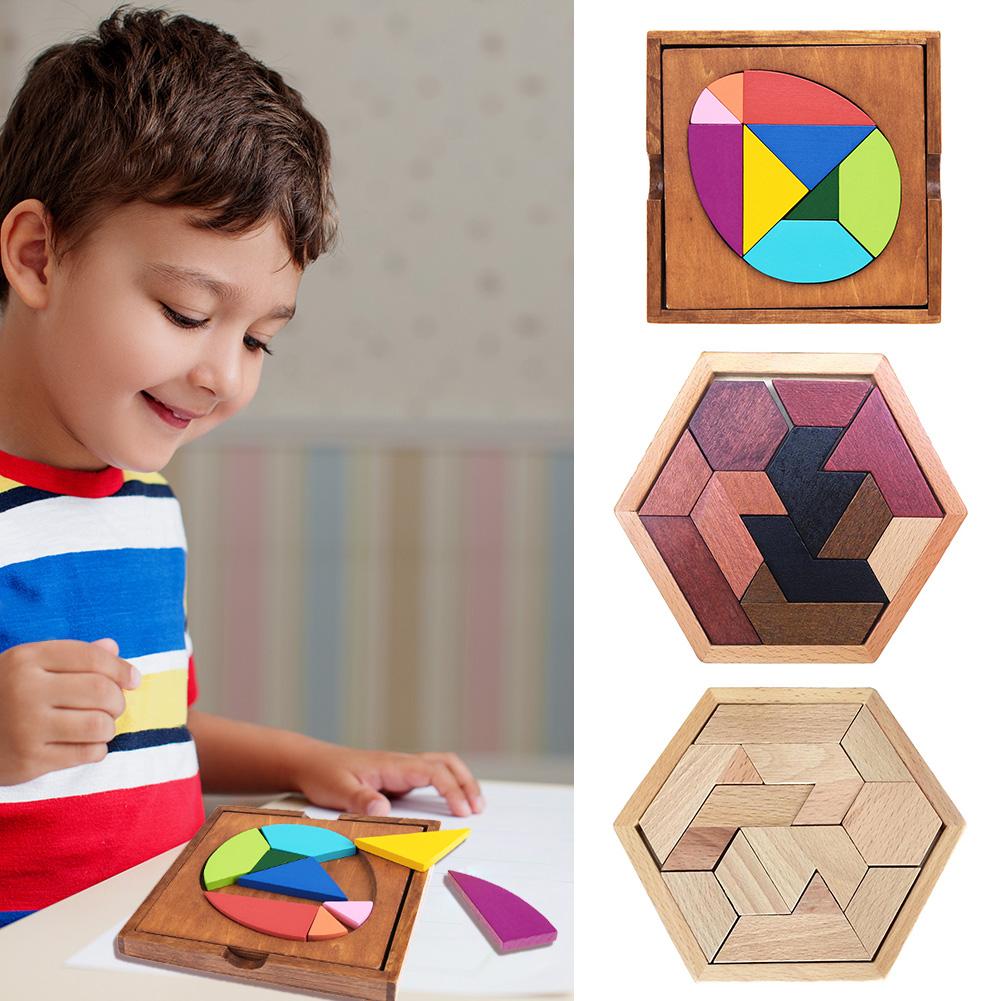 Funny Wood Puzzles Color Geometric Shape Learning Toys Daily Durability Practical Hands-on Ability Training Necessary Fun Toys