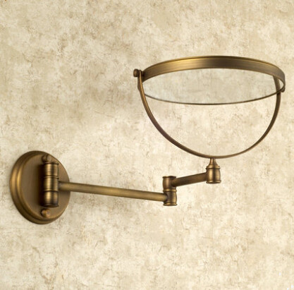 Antik bronze messing væg makeup spejl 8 tommer badeværelsesspejl antik dekorativ makeup spejl