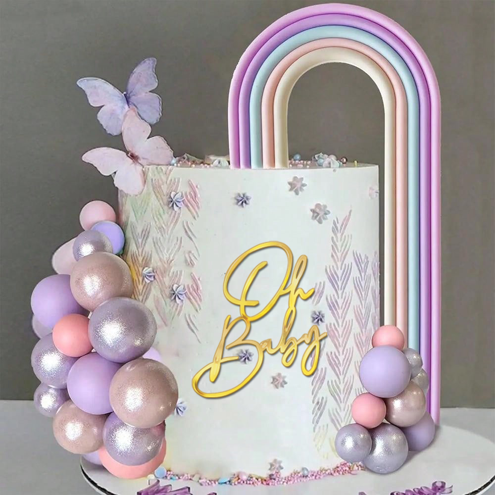 1pc Rainbow Cake Topper Set Large Small Rainbows Cake Topper Pink Blue Brown DIY Boho Birthday Wedding Party Cake Baby Shower