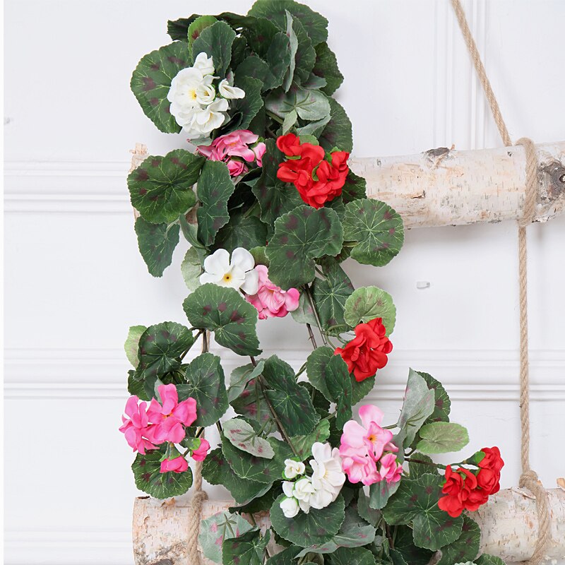 180cm silke begonia rose vedbend blomst vin kunstige blomster rattan til bue bryllup hjemme fest baggrund dekoration væghængende snor