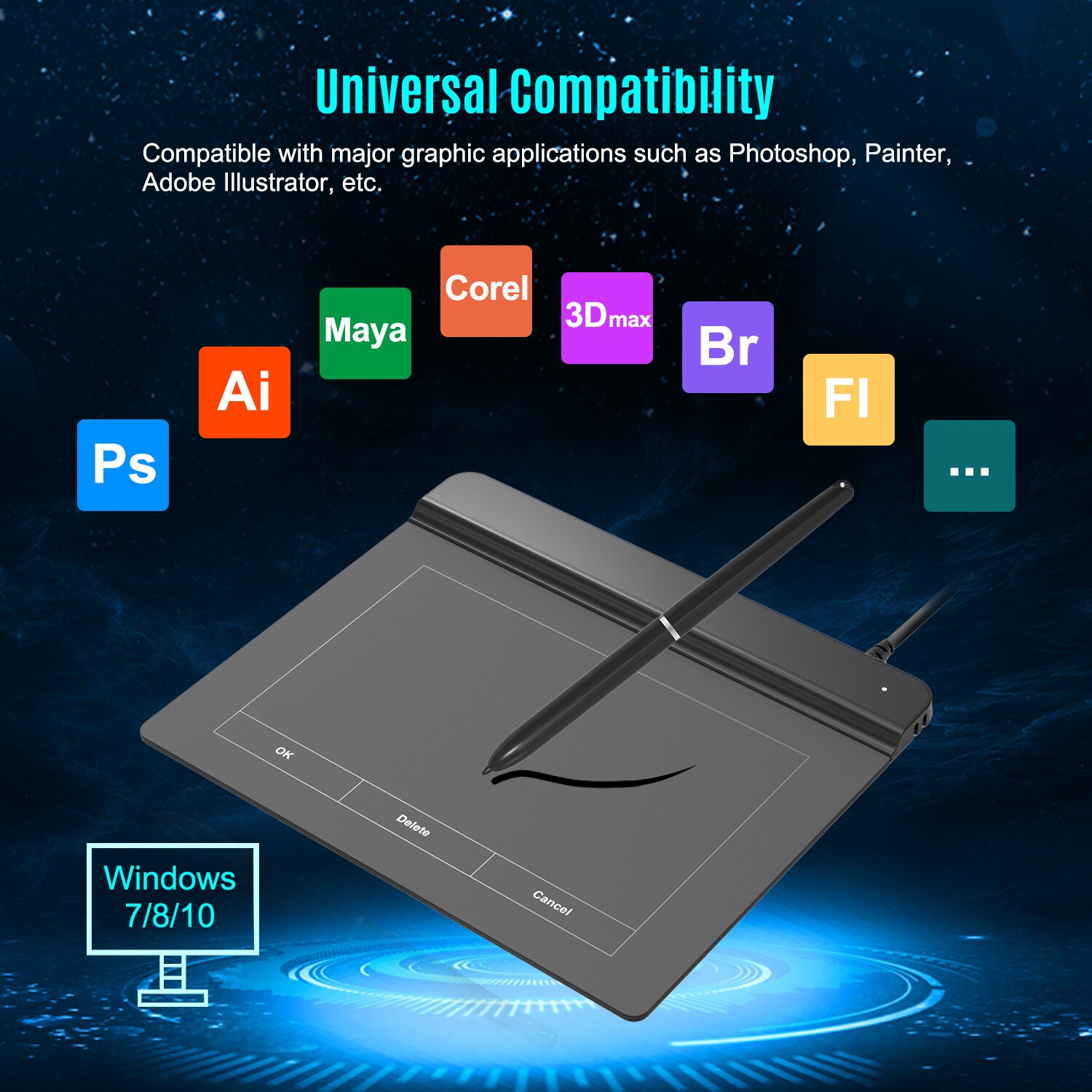 Ugee CS06 Signature Tablet Graphics Drawing Tablet Pad 6x4 Inch Active Area with 8192 Levels Battery-Free Pen 5080lpi for Office
