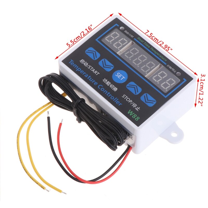 W88 12V/220V 10A Digital LED Temperatur Controller Thermostat Control Schalter Sensor
