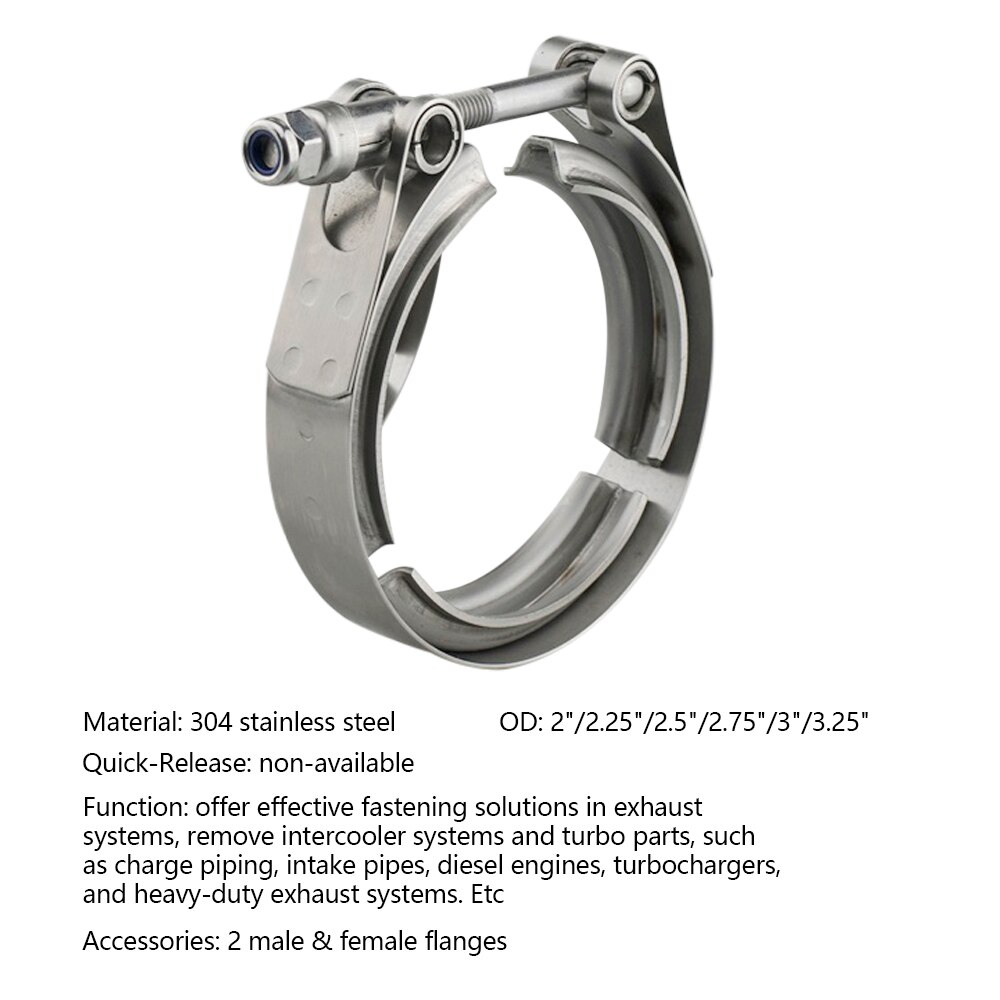 Top 2 "/2.25"/2.5 "/2.75"/3 "/3.25" V-Band Klem Rvs Uitlaat Downpipe Klem Zonder Flens Dropshiper