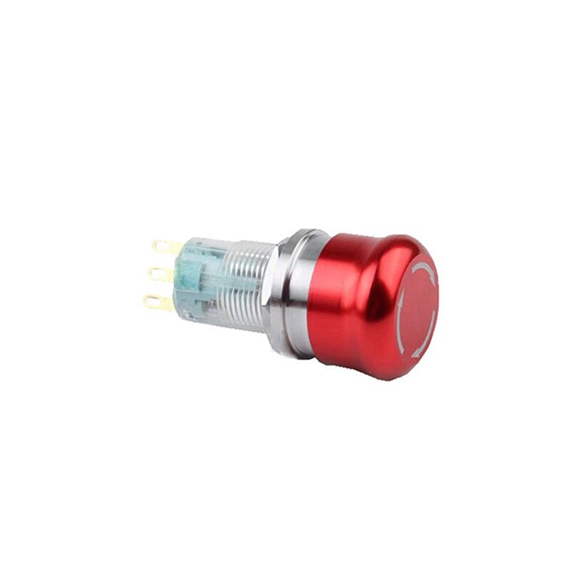 16mm Stainless Steel Emergency Stop Switch Push Button Switch 1NO1NC IP66 IK09 for 3018 CNC, with/no connection cable.