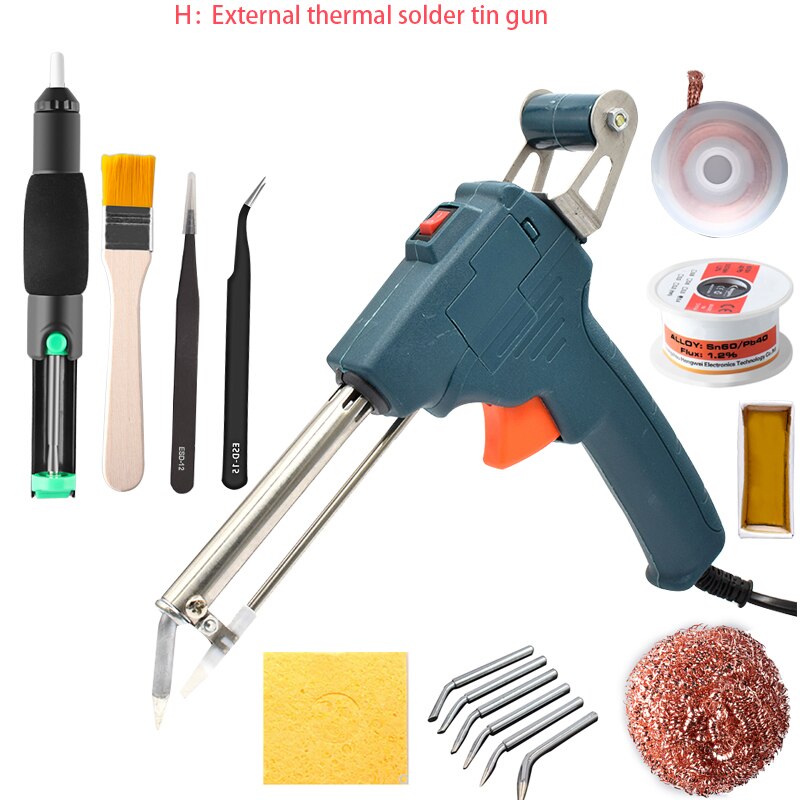 60W 110V/220V US/EU Hand-held Internal Heating Soldering Iron Automatically Send Tin Gun Soldering Welding Repair Tool: Yellow / EU