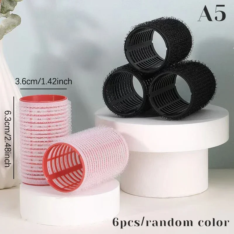헤어롤 6pcs Hair Rollers Heatless Hair Curlers No Heat Hair Bangs Volume Self-adhesive Hook Curlers DIY Styling Tools & Accessories: Blue