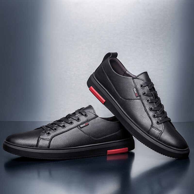 Herre sko udendørs mænd walking sneakers sorte mænd fritidssko mænd læder sko til mænd lejligheder