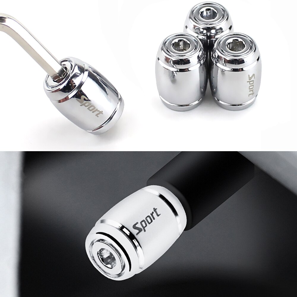 Bouchons de Valve d'air Anti-vol, capuchon de tige de Valve d'air de pneu de voiture, couvercle de capuchon de pression pour voitures SUV vélo alliage de Zinc scintillant coloré 4 pièces: Type B- Silver