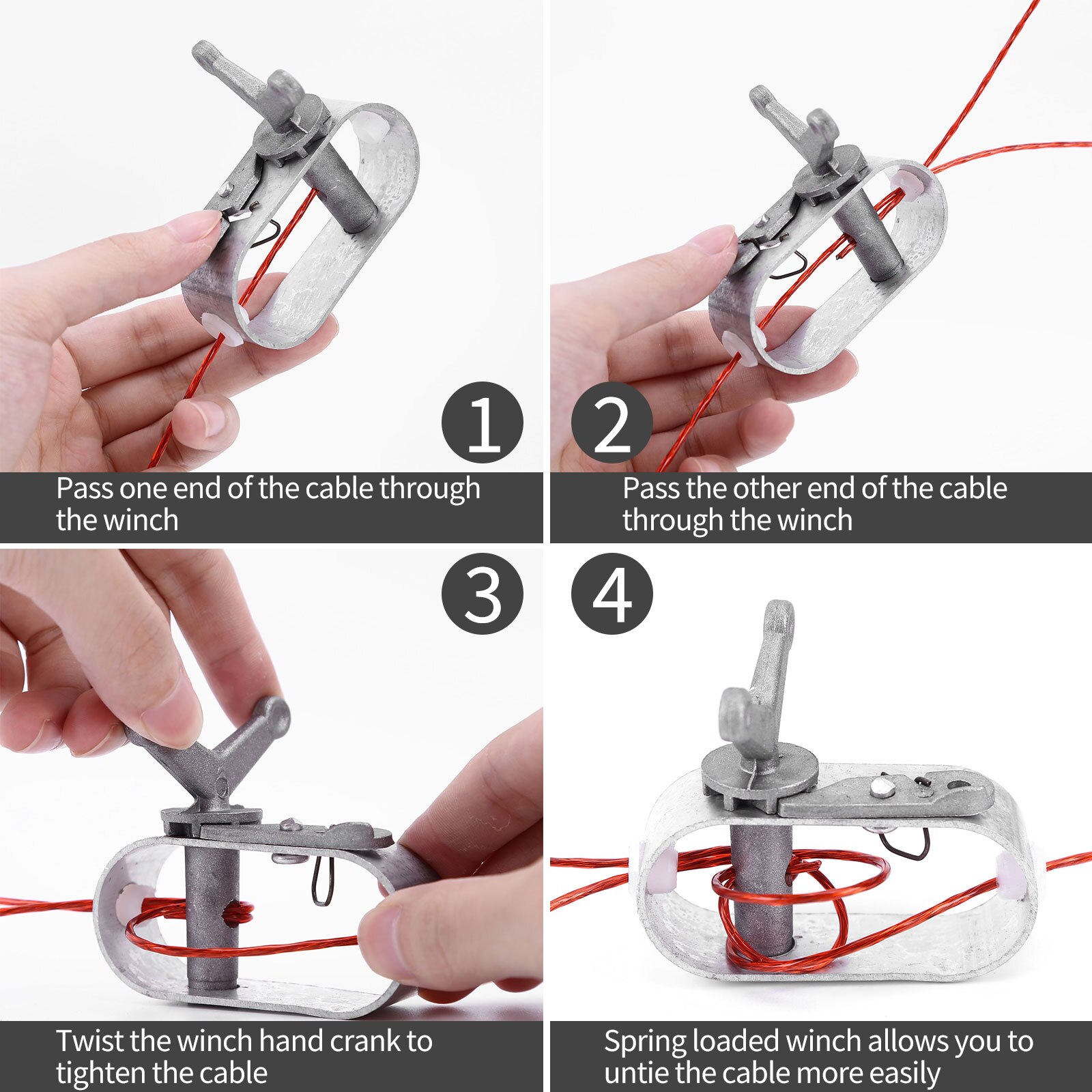 Pro Swimming Pool Cover Cable Winch Kit 100ft for Above Ground Swimming Pool Cover Plastic-coated Wire Fastener