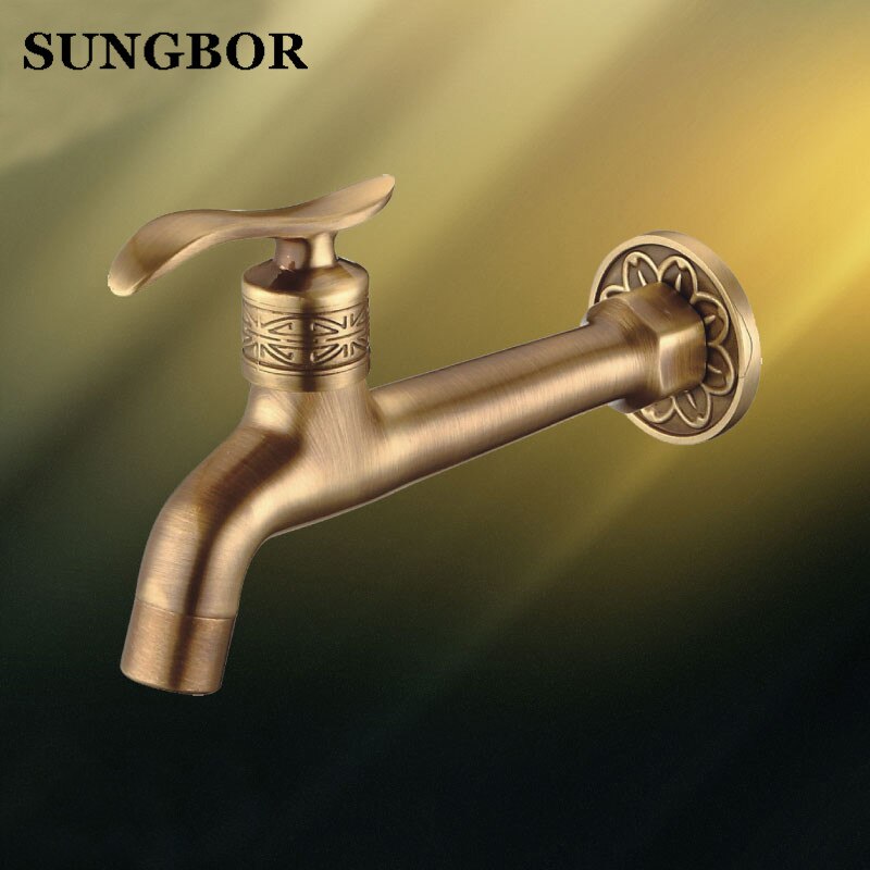 Extra Long Antique Brass Single Handle Kitchen faucet wall mounted Laundry bathroom Mop Water Tap SZ-8665F