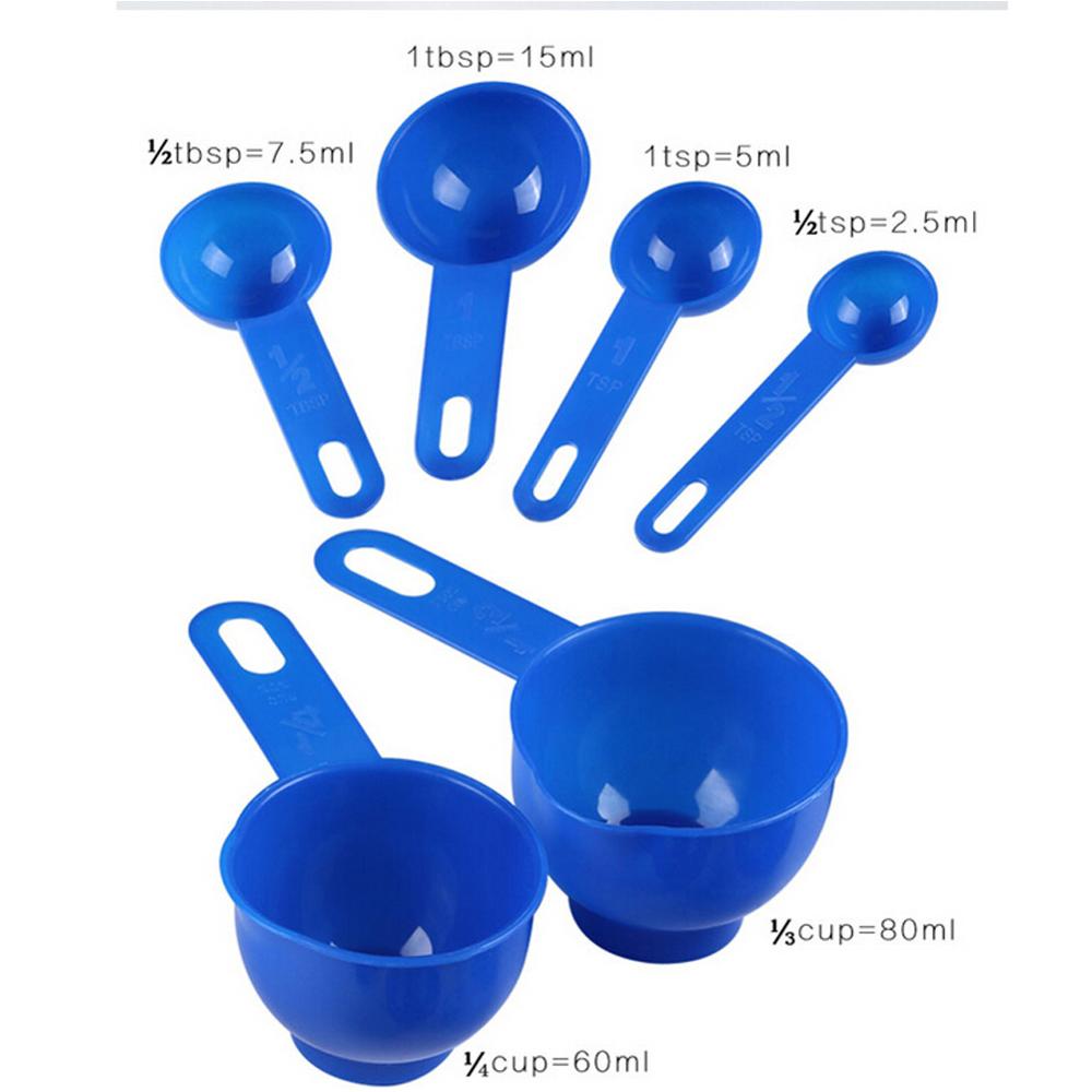 7 sztuk kuchenne miarki niebieski różowy kubek z miarką z tworzywa sztucznego łyżki zestawy stopniowane łyżki na pieczenie w kuchni kawy