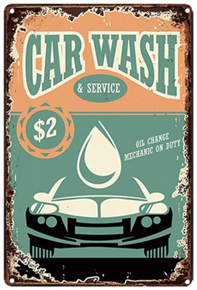 Great Car Wash Novelty Tin Metal Sign: Blue / 40x30cm