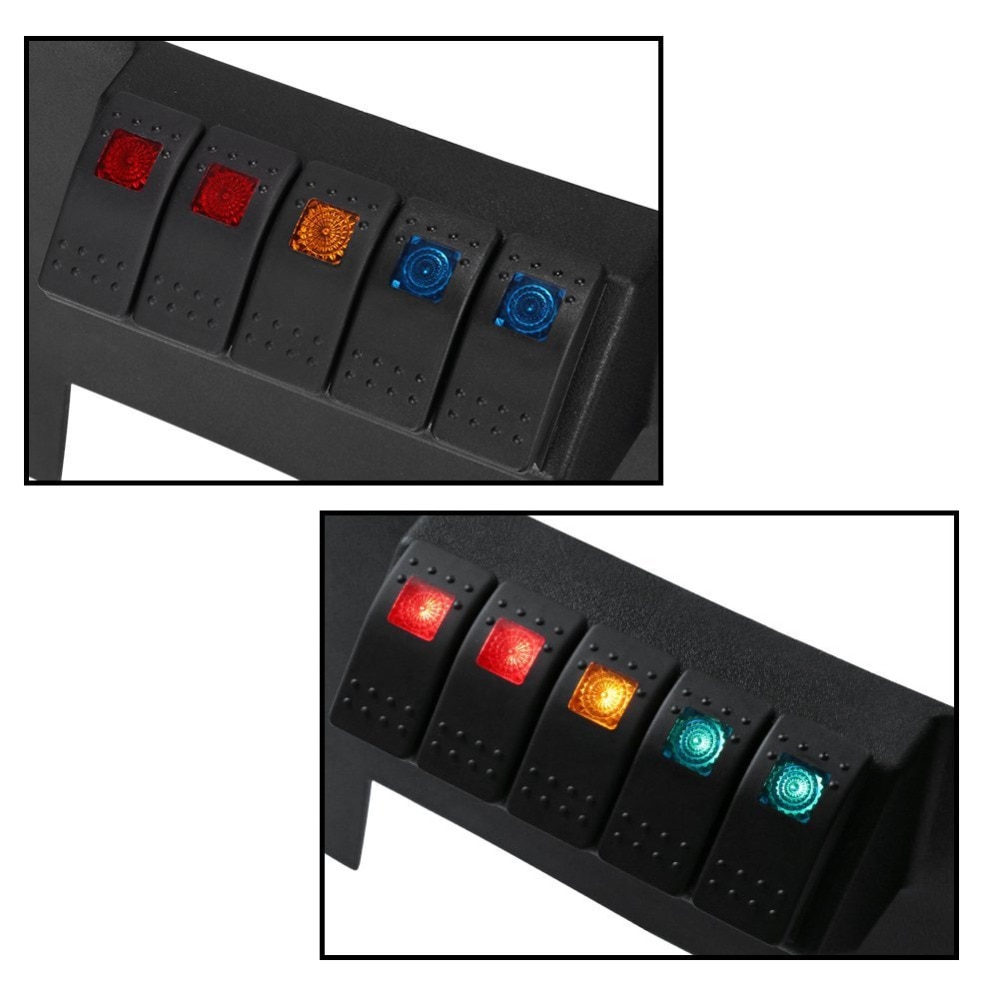 For Jeep JK Wrangler Lower Switch Panel 5 Rocker Style Switches Fits to Jeep Wrangler JK 2/4WD Automatic