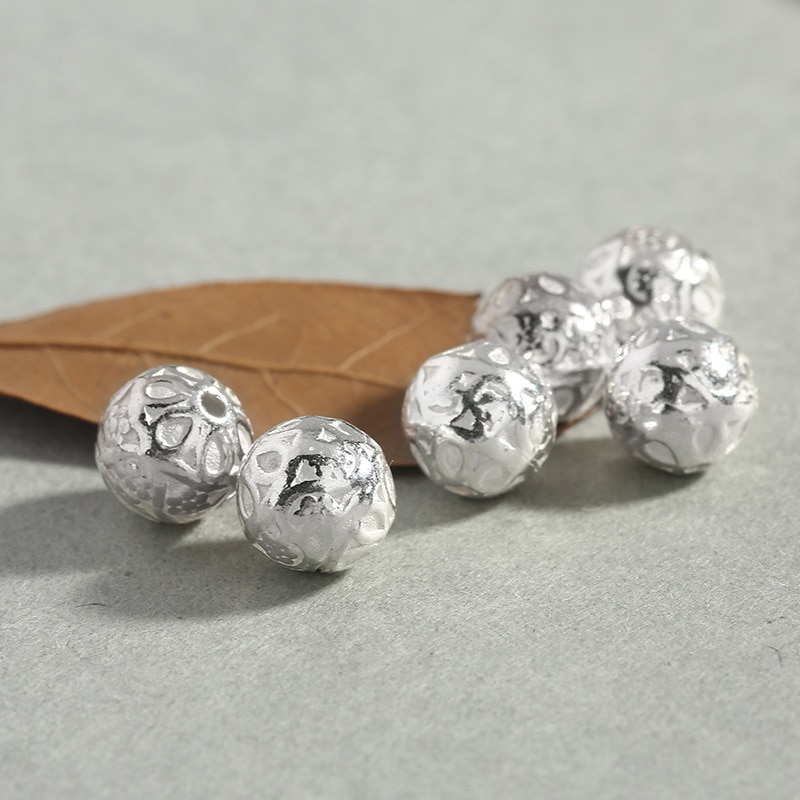 2pcs/lot 925 Sterling Silver Pretty Hollow Flower Round Beads 8mm Decoration Silver Carved Spacer Beads DIY Jewelry Making