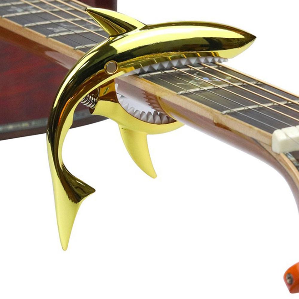 Zinc Alloy Guitar Capo Tuning Guitar Shark Capo Accessories Quick Change Clamp Key Acoustic Classic Tone Adjusting Guitar Parts: Gold